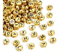 Zsail Lot de 1 000 perles en acrylique avec lettres de l'alphabet de A à Z pour la fabrication de bijoux (doré)