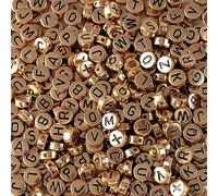 Zsail Lot de 1 000 perles en acrylique avec lettres de l'alphabet de A à Z pour la fabrication de bijoux (or rose)