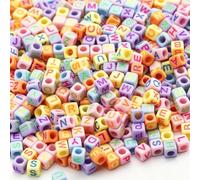 Zsail Lot de 1000 perles en acrylique avec lettres de l'alphabet de A à Z pour la fabrication de bijoux (6 mm, couleurs printemps)