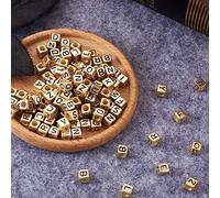 Zsail Lot de 2 000 perles en acrylique avec lettres de l'alphabet de A à Z pour la fabrication de bijoux (6 mm, doré)