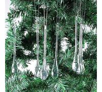 Zsail Lot de 25 décorations de Noël en forme de stalactites en acrylique transparent à suspendre pour sapin de Noël (eau, 17 cm)