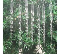 Zsail Lot de 25 décorations de Noël en forme de stalactites en acrylique transparent à suspendre pour arbre de Noël (vis de 13 cm)