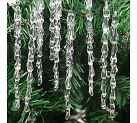 Zsail Lot de 25 pendentifs en forme de stalactites en acrylique transparent avec cordon d'environ 10 m pour décoration de sapin de Noël (goutte d'eau de 13 cm)