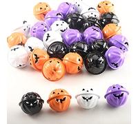 Zsail Lot de 32 cloches citrouille d'Halloween en forme de jingle Jack O Lanterne Visage Design pour fêtes Artisanat Vacances (4 couleurs)