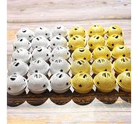 Zsail Lot de 32 cloches de Noël avec découpe flocon de neige de 40 mm pour arbres de Noël et décorations d'intérieur (argenté et doré)