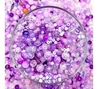 Zsail Perles de verre multicolores - 250 g - Perles rondes en verre - 8-10 mm - Mini perles poney pour bracelet et collier (violet)