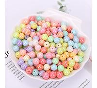 Zsail Perles rondes en acrylique de couleur bonbon - Mélange de couleurs pastel - Pour la fabrication de bijoux, bracelets, colliers, boucles d'oreilles - 8 mm