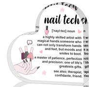 ZsaTuiy Cadeau Nail Tech pour femmes et hommes, cadeaux inspirants pour femmes, cadeaux de remerciement pour la technologie des ongles, panneau décoratif en acrylique en forme de cœur pour bureau à