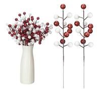 zsccxq Lot de 24 branches de baies artificielles pour décoration de sapin de Noël, branches de houx colorées (rouge et blanc)