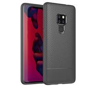ZSCHAO Coque Huawei Mate 20 Fibre de Carbone Souple Slim Silicone Fine TPU Antichoc Housse Coque Huawei Mate 20 avec Verre trempe Anti Choc Hybrid Resistant Case Cover pour Huawei Mate20 (2018)(Ash)