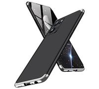 ZSCHAO Coque pour Oppo Find X5 Lite 360 Degres Ultra Slim Fine Anti Choc avec Verre trempe Housse Case Coque Compatible avec Oppo Find X5 Lite Rigide Antichoc Integral Mate Mat Case Cover Noir+Argent