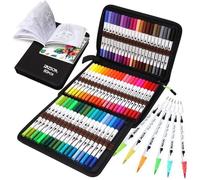 ZSCM feutre Marqueurs Double Pointe 60 Couleurs avec Pochette en Toile Non Alcoolisé Cadeau Idéal pour Enfants/Adultes Coloriage