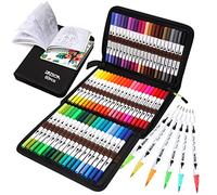 ZSCM Feutres de pinceau aquarelle, 60 couleurs Marqueurs à double pointe fine Fineliner Stylos pour adultes livres de coloriage, Bullet Journal, Calligraphie et dessins, illustrations, croquis…