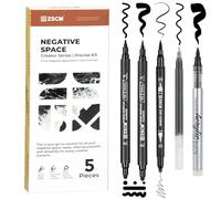 ZSCM Stylos gel noirs à pointe fine, marqueurs à pointe pinceau, marqueurs acryliques opaques à double pointe pour surligner le dessin, les croquis