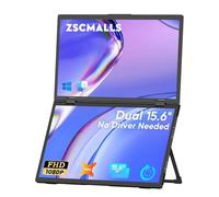 ZSCMALLS Double moniteurs 15,6 pouces (Wins/Mac) pliable empilé portable, double moniteur, USB C, affichage étendu avec triple moniteur portable VESA pour ordinateur portable PC