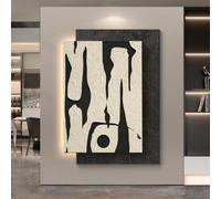 ZSCNYHMT Peinture LED 3D avec télécommande, décor Mural en grès Fait Main Lumineux, Style Wabi-Sabi pour Salon, Chambre, Couloir, Salle à Manger