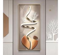 ZSCNYHMT Peinture Murale LED 3D, Sculpture Zen Peinture DéCoration avec TéLéCommande, ScèNe De Montagne Et d'eau IlluminéE, pour Maison, Restaurant(Gold Frame B,23.6 * 47.2in)
