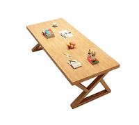 ZSCNYHMT Table A Manger Bois Massif，Table De Cuisine pour 4-6 Personnes, Rectangulaire，Tables Grand en Bois Design Industriel，pour Salon，Cuisine，Bureau(Natural Wood,63 * 31.5 * 29.5in)