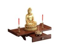 ZSCNYHMT Table d’autel Bouddhiste，Armoire sanctuaire de Bouddha，Autel Bouddhiste en Bois Massif Armoire Dieu de la Richesse，pour PrièRes(50 * 25 * 10cm)