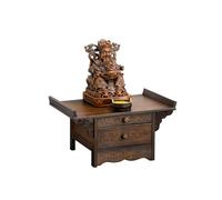 ZSCNYHMT Table d’autel Bouddhiste，Autel Bouddhiste personnelle，Support de Statue Bouddhiste，Sanctuaire sculpté Chinois，pour prières et Divination(Walnut Color,50 * 33 * 27cm)