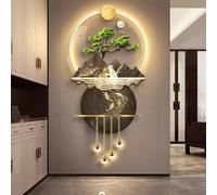 ZSCNYHMT Tableau DéCoratif Mural LED 3D, DéCoration Murale Paysage De Montagne 3D, Pin Traditionnel Chinois Accueillant, for Entrée, Couloir(27.6 * 59.1in)