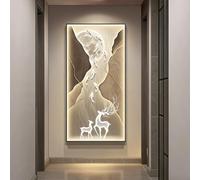ZSCNYHMT Tableau DéCoratif Mural LED 3D, DéCoration Murale Paysage De Montagne 3D, Sculpture Murale Orientale Traditionnelle for Salon(Black Frame,19.7 * 39.4in)