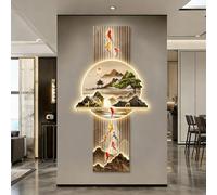 ZSCNYHMT Tableau DéCoratif Mural LED 3D, Sculptures Murales De Paysages Créatifs, Peinture De Paysage Rond, avec Lumières LED, pour Maison, Restaurant(23.6 * 47.2in)