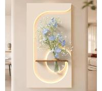 ZSCNYHMT Œuvre Murale et décoration LED 3D Modernes, Peinture décorative en Texture de grès fabriquée à la Main avec jardinière hydroponique pour Salon, entrée et Couloir(A,15.7 * 31.5in)