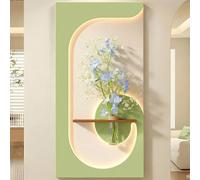 ZSCNYHMT Œuvre Murale et décoration LED 3D Modernes, Peinture décorative en Texture de grès fabriquée à la Main avec jardinière hydroponique pour Salon, entrée et Couloir(B,19.7 * 39.4in)