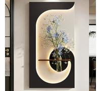 ZSCNYHMT Œuvre Murale et décoration LED 3D Modernes, Peinture décorative en Texture de grès fabriquée à la Main avec jardinière hydroponique pour Salon, entrée et Couloir(C,19.7 * 39.4in)