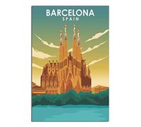 ZSEFV Affiche vintage Barcelone Espagne de voyage Sagrada Familia - Affiches décoratives modernes pour chambre à coucher - Art mural - Cadeau