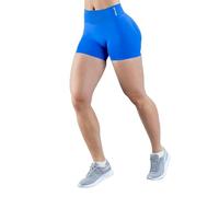 ZSHDTKWB Short de sport haute élasticité pour squats, fitness, yoga, course à pied, 3 points courts de sport, pour femme, bleu, 4 m