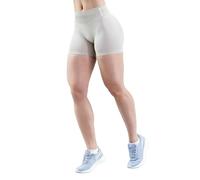 ZSHDTKWB Short de sport pour squats, fitness, yoga, course à pied, haute élasticité, 3 points courts pour femme - Blanc - S