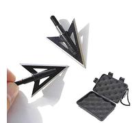 ZSHJG 10pcs Chasse Pointes de Flèches 2 Lames Broadheads 100Grains Têtes de Flèche à Lame Fixe avec Broadheads Box pour Arbalète et Arc à Poulies (Type 2)