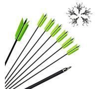 ZSHJG 10pcs Flèches de Carbone de Tir à l'arc 30 Pouces Flu-Flu Flèches 400 Spine Flèches de Grippe Grippe avec 4 Vraies Plumes pour la Chasse au Petit Gibier (Vert 2)