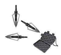 ZSHJG 6pcs Chasse Pointes de Flèches 2 Lames Broadheads 100Grains Têtes de Flèche à Lame Fixe avec Broadheads Box pour Arbalète et Arc à Poulies (Noir)