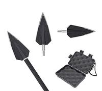 ZSHJG 6pcs Chasse Pointes de Flèches 2 Lames Broadheads 150Grains Têtes de Flèche à Lame Fixe avec Broadheads Box pour Arbalète et Arc à Poulies (Noir + Boîte)