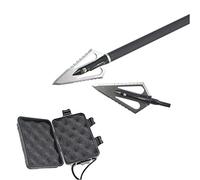 ZSHJG 6pcs Chasse Pointes de Flèches Tir à l'arc 2 Sharp Lame Fixe Broadheads 100 Grains Chasse Pointes de Flèches Boulons avec Boîte de Rangement