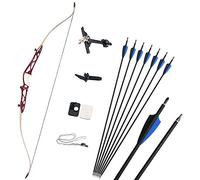 ZSHJG Arc Recourbé de Takedown et Kit tir à l'arc pour Adultes 14-40lbs Riser en Alliage d'aluminium avec des flèches en Carbone Chasse Longbow Set (70"/Rouge, 26lbs)
