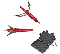 ZSHJGJR 10pcs Pointes de flèche pour la Chasse au Tir à l’Arc 100 Grains 3 Lames Têtes de Flèche Broadheads pour Arbalète et flèches d'arc à Poulies (Rouge + boîte)
