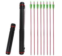 ZSHJGJR 12pcs Flèches en Aluminium 31 Pouces Flèches de Chasse Spine 500 Chasse Arc Flèches et Cibler Les flèches avec Carquois pour Arc à Poulies l'arc Classique (Rouge + Carquois)