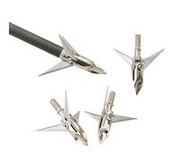 ZSHJGJR 6pcs Chasse Pointes de Flèches 3 Lames Broadheads 100Grains Têtes de Flèche à Lame Fixe pour Arbalète et Arc à Poulies