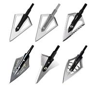 ZSHJGJR 6pcs Chasse Pointes de Flèches 4 Lames Broadheads 144 Grains 160Grains Têtes de Flèche à Lame Fixe pour Arbalète et Arc à Poulies (Type 2)