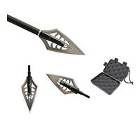 ZSHJGJR 6pcs Chasse Pointes de Flèches 4 Lames Broadheads 144 Grains 160Grains Têtes de Flèche à Lame Fixe pour Arbalète et Arc à Poulies (Type 2 + boîte)
