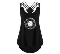 Zshosam T-shirt d'été pour femme - Style streetstyle - Tournesol - Imprimé croix - Gilet décontracté - - XL