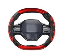 ZSHYTWE Couvre Volant Voiture pour Peugeot 208 208 GT E208 I II 2012~2023 Housse De Volant De Voiture Gel De Silice Cuir PU Accessoires Automobiles Antidérapants Volant De Voiture(B-Red)