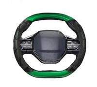 ZSHYTWE Couvre Volant Voiture pour Peugeot 208 208 GT E208 I II 2012~2023 Housse De Volant De Voiture Gel De Silice Cuir PU Accessoires Automobiles Antidérapants Volant De Voiture(B-Green)