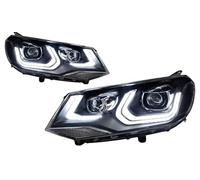 ZSHYTWE Feux phares Pour VW Pour Touareg 2011-2015 Phares Phares Double U Style Remplacement DRL Feux De Jour Rénovation Couverture Verre Couvercle Abat-Jour(Light with led)