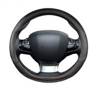 ZSHYTWE Housse De Volant pour Peugeot 308 2014-2020 II T9 308 SW 308 CC Housse Volant Voiture Fibre Carbone + Accessoires D'intérieur Voiture Cuir PU Couvre de Volant(Brun)