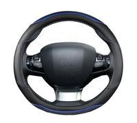 ZSHYTWE Housse De Volant pour Peugeot 308 2014-2020 II T9 308 SW 308 CC Housse Volant Voiture Fibre Carbone + Accessoires D'intérieur Voiture Cuir PU Couvre de Volant(Bleu)